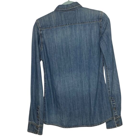 AG Adriano Goldschmied Denim Shirt Women S Blue Chambray Pockets Western Fitted - Picture 2 of 11
